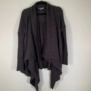 Jennifer Lopez Cardigan Women’s Medium Grey Metallic Wool Blend Open Front